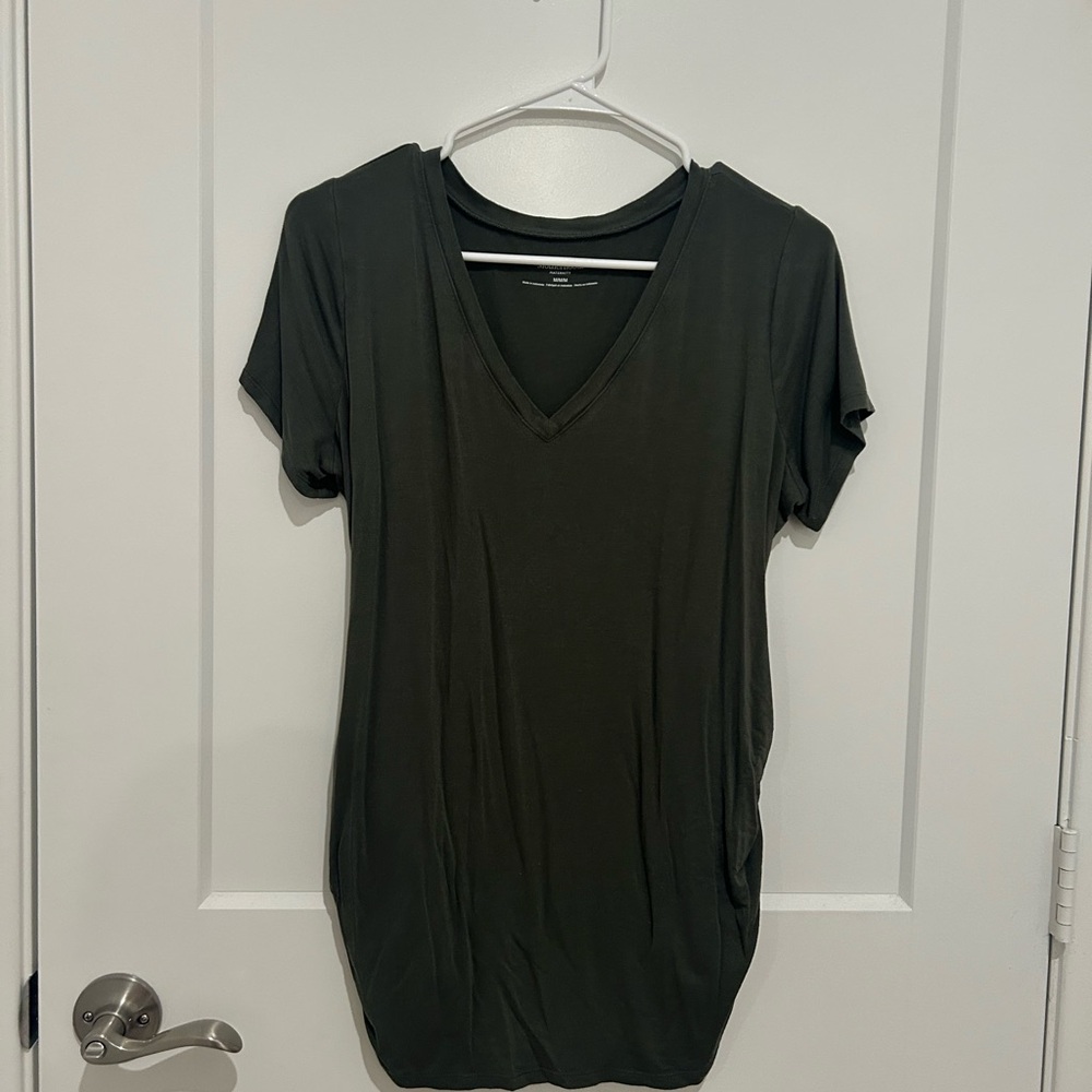 Motherhood Dark Green V-Neck Short Sleeve Tee